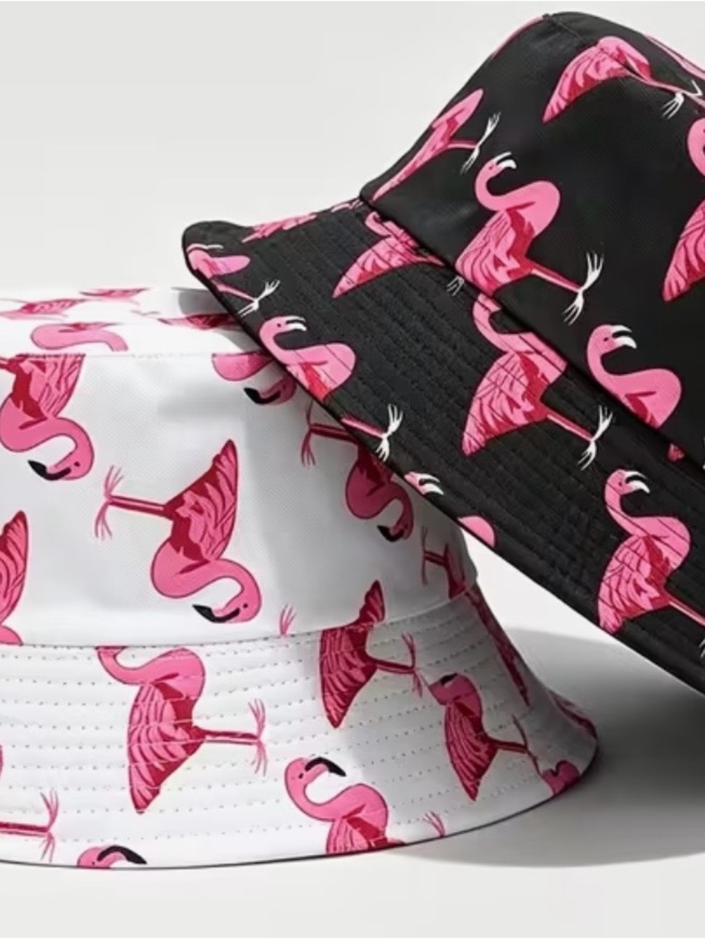 Private Label Pink Flamingo Bucket Hat Duo - Black & White